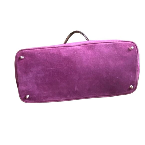 Vtg Coach Colorblock Beige/Purple Signature Canvas Demi Striped Tote, Suede Trim - Picture 2 of 7